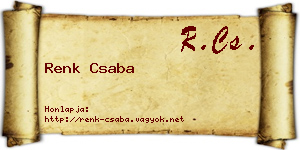Renk Csaba névjegykártya